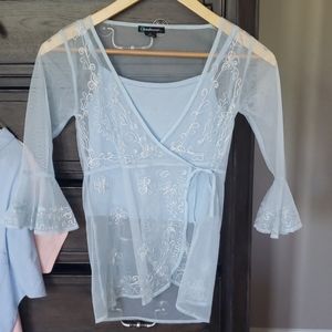 Romantic Sheer Boho Festival Crop Top M